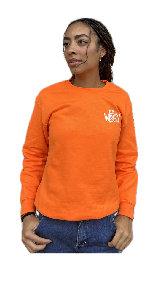 Orange Wisely Crewneck Sweatshirt